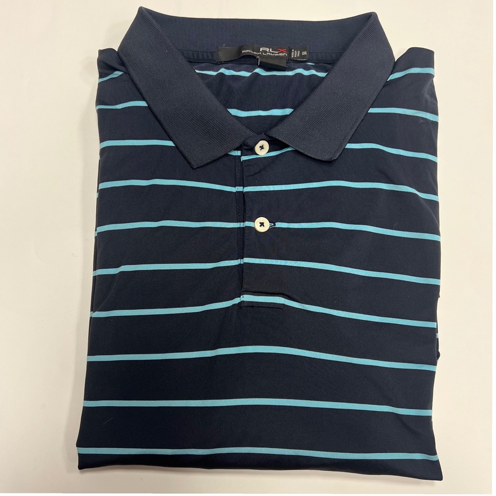 RLX Ralph Lauren Golf Polo Shirt Striped Performance Casual XXL‎